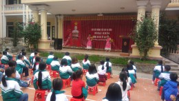 Đoàn xã An Đồng – Liên đội trường Tiểu học tổ chức giờ học ngoại khóa  “ Chúng em vui tết an toàn”